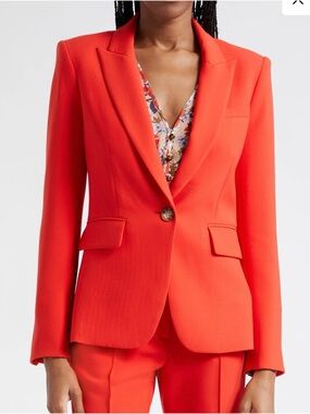 Veronica Beard Orange-Red Single-Button Blazer